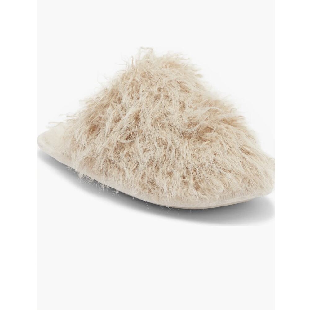 Rebecca Minkoff $78 Faux Leather X-Cross Slippers Cozy Fur Lined Sz 8 NEW
